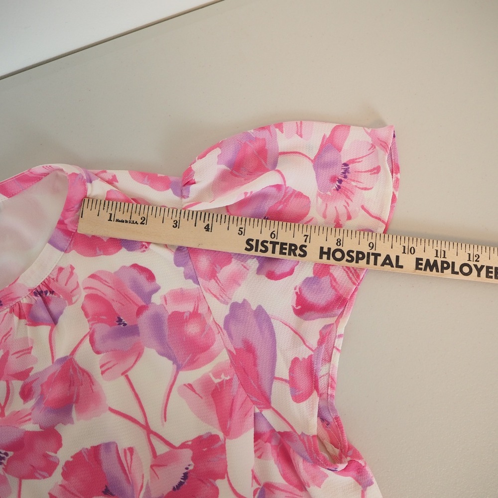 Talbots Spring Poppies Pink Floral Dress Women's Size 16 Romantic Flutter Art - Picture 7 of 11